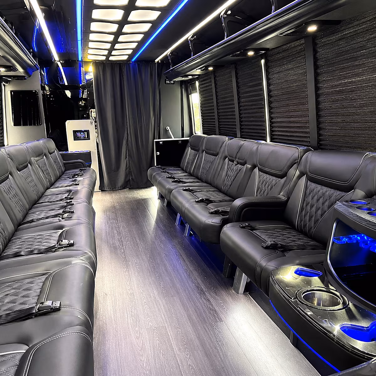 Greensboro Birthday, Sweet 16, & Quinceañera Transportation party bus interior