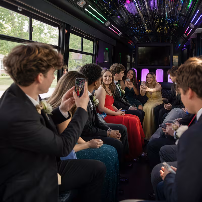 Black Mercedes Sprinter van staged for an Greensboro Prom & Homecoming Transportation group