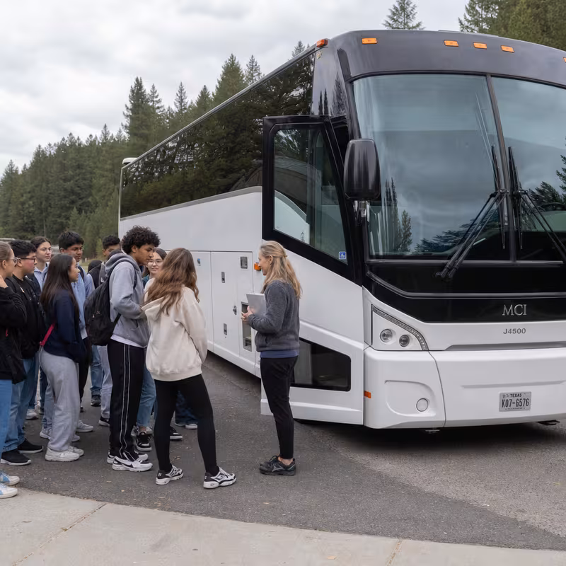 Black Mercedes Sprinter van staged for an Greensboro School Transportation group